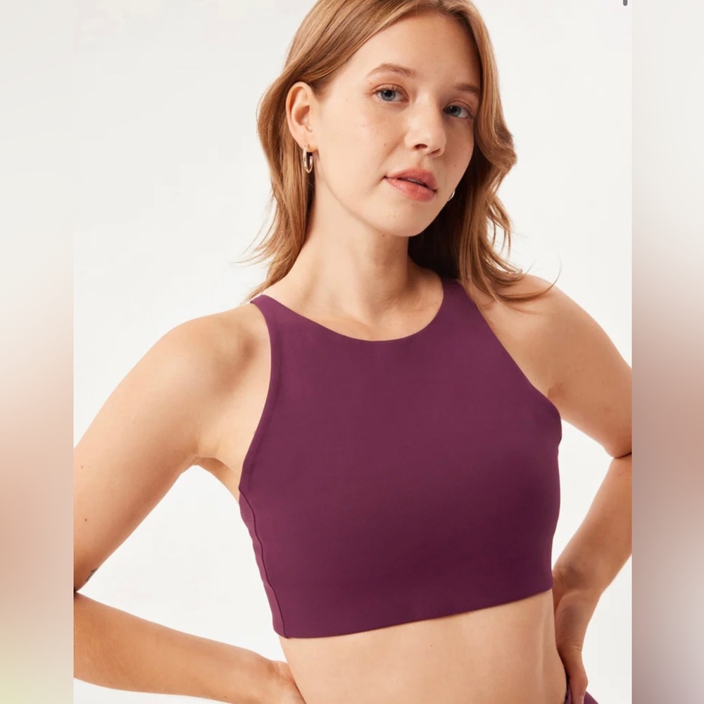 Girlfriend Collective Plum Topanga Halter Bra